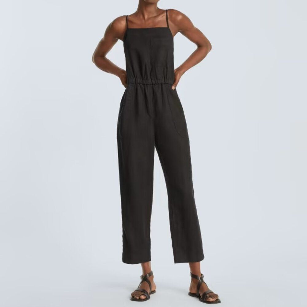 Everlane The Linen Shoestring Lightweight Jumpsuit Black XS